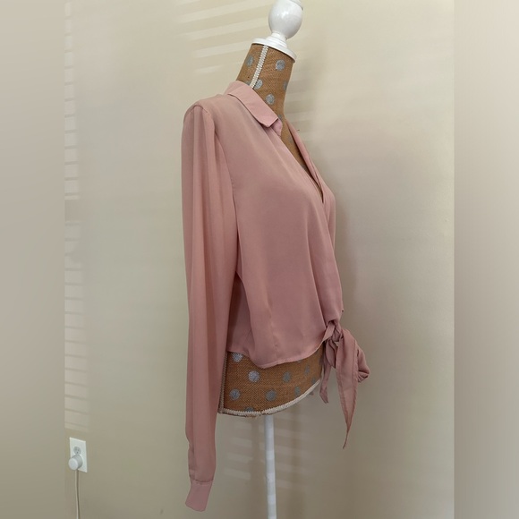 Missguided Pink Blush Wrap Blouse - Picture 2 of 6